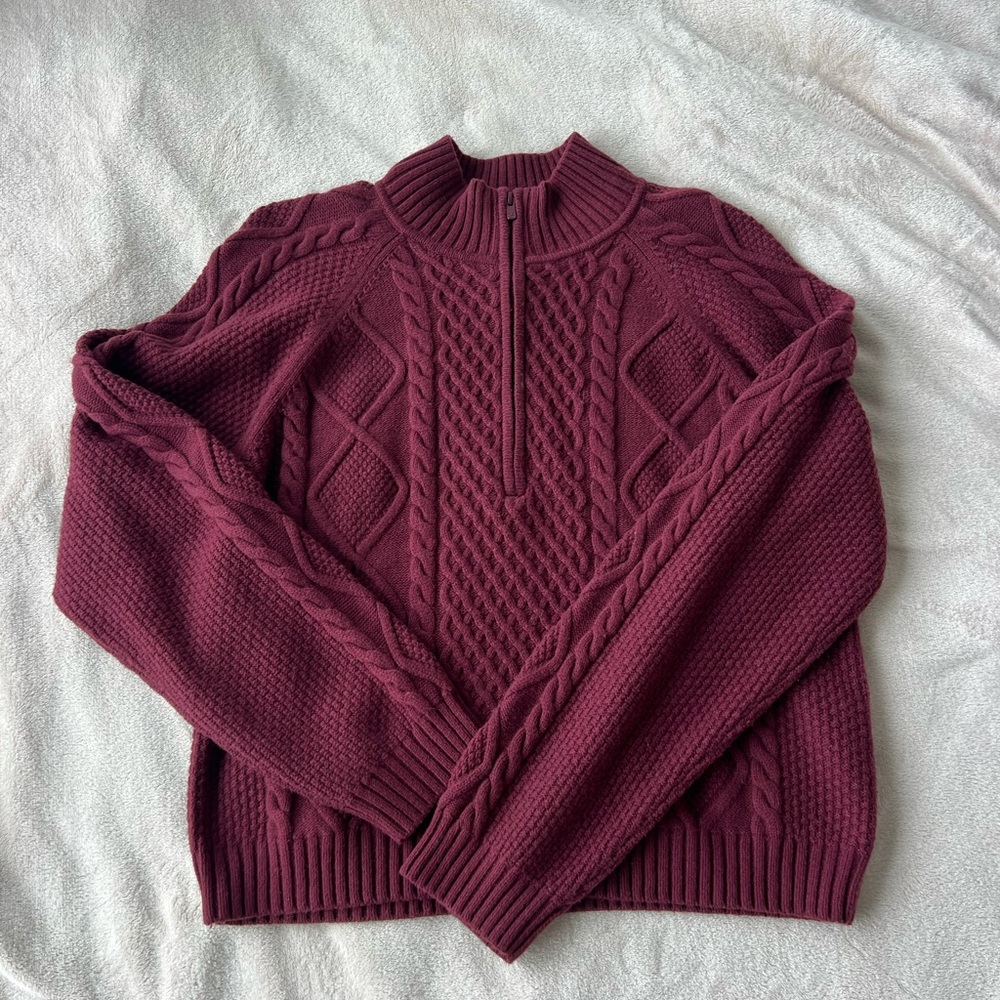 Aritzia Boreal 1/4 Zip Cable Sweater